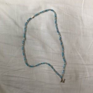 Clear Blue and Silver Beaded Marco Gras Beads